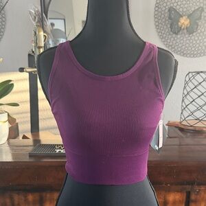 Vibrant Purple Ribbed Crop Top